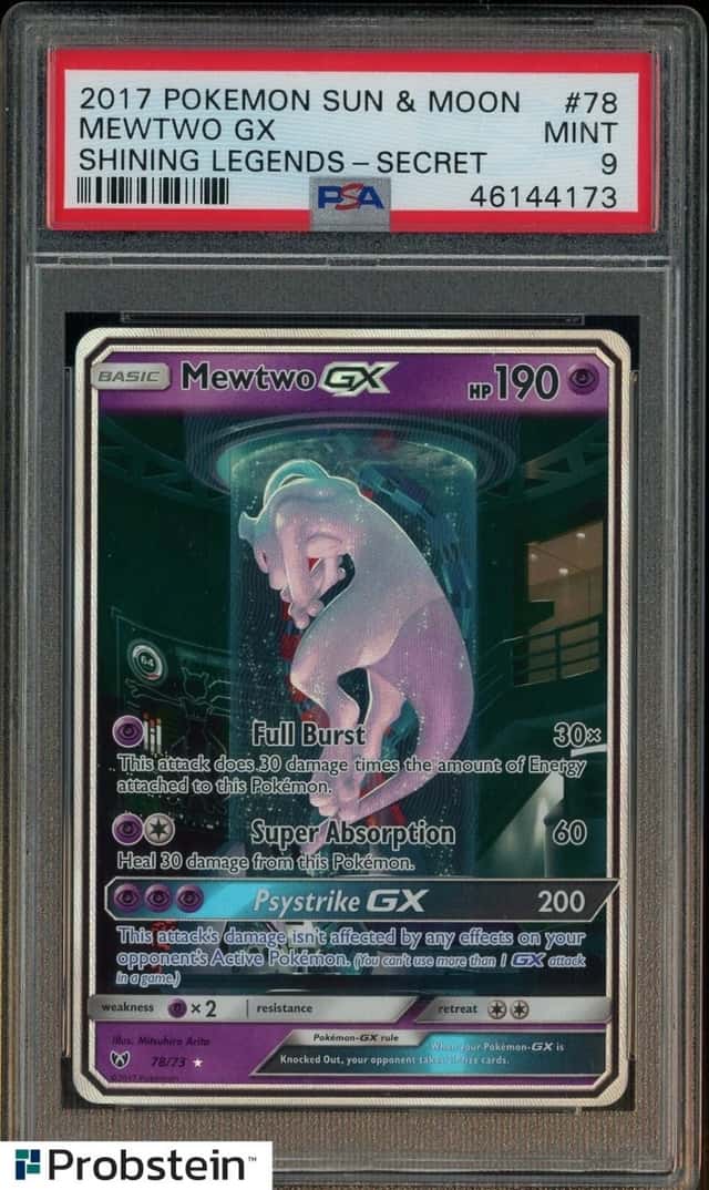 2017 POKEMON SUN & MOON SHINING LEGENDS SECRET #78 MEWTWO GX PSA 9 MINT