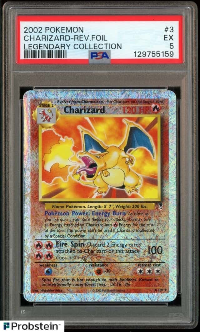 2002 Pokemon Legendary Collection #3 Charizard - Reverse Foil PSA 5 EX