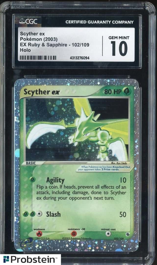 2003 Pokemon Ex Ruby & Sapphire #102/109 Scyther Ex Holo CGC 10 GEM MINT