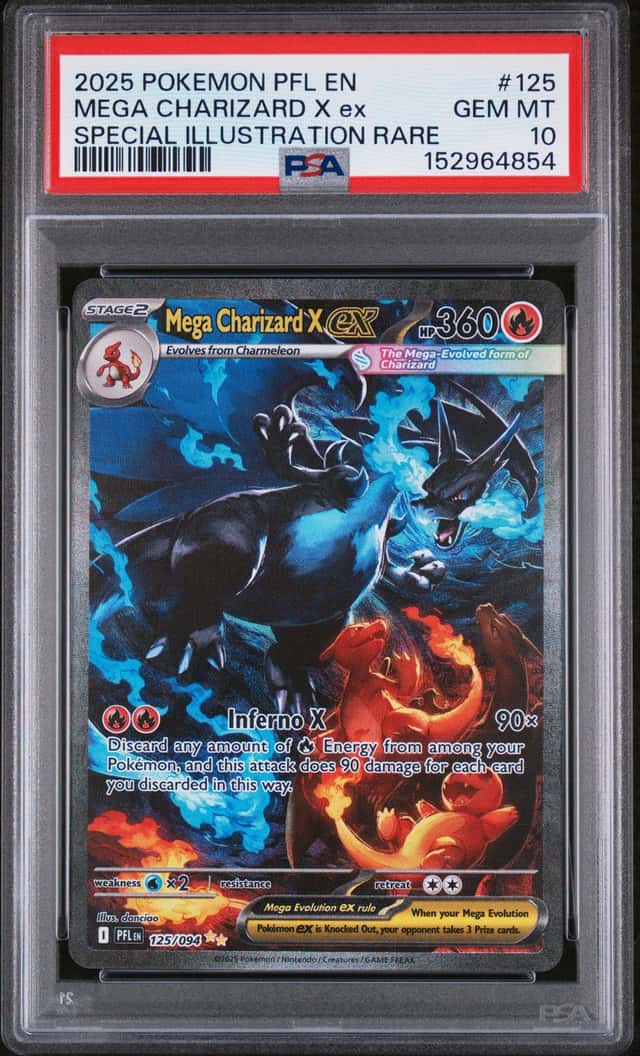 2025 POKEMON PFL EN-PHANTASMAL FLAMES #125 MEGA CHARIZARD X EX PSA 10 GEM MINT