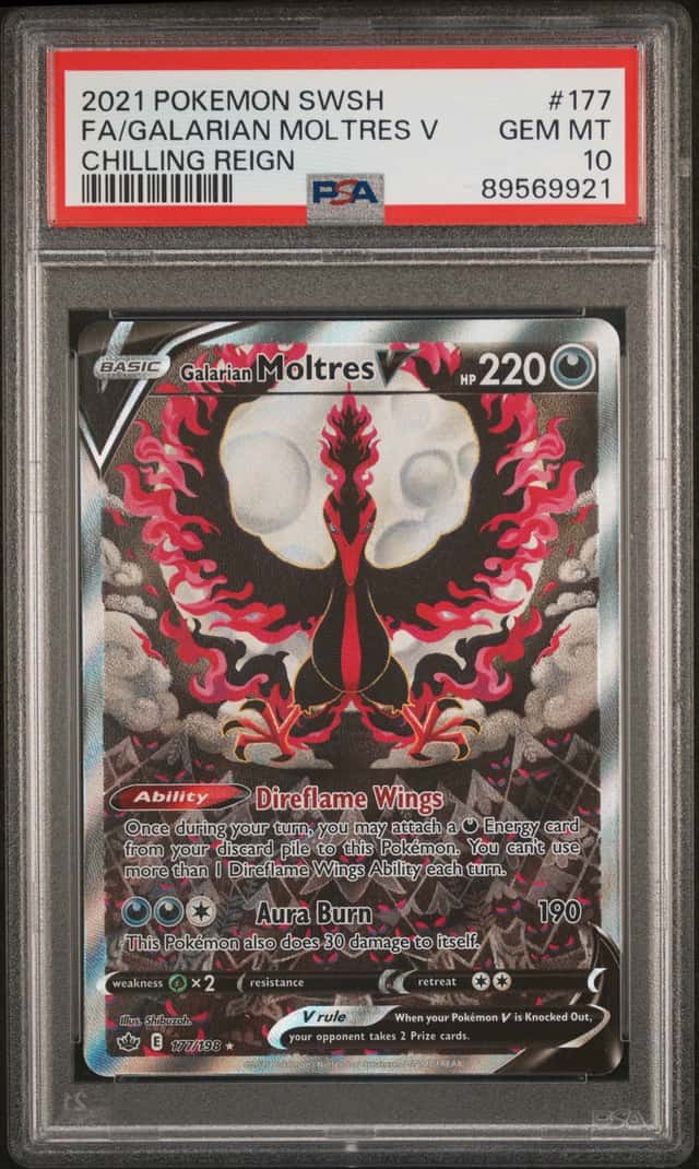 2021 Pokemon SWSH Chilling Reign #177 FA Galarian Moltres V PSA 10 GEM MINT