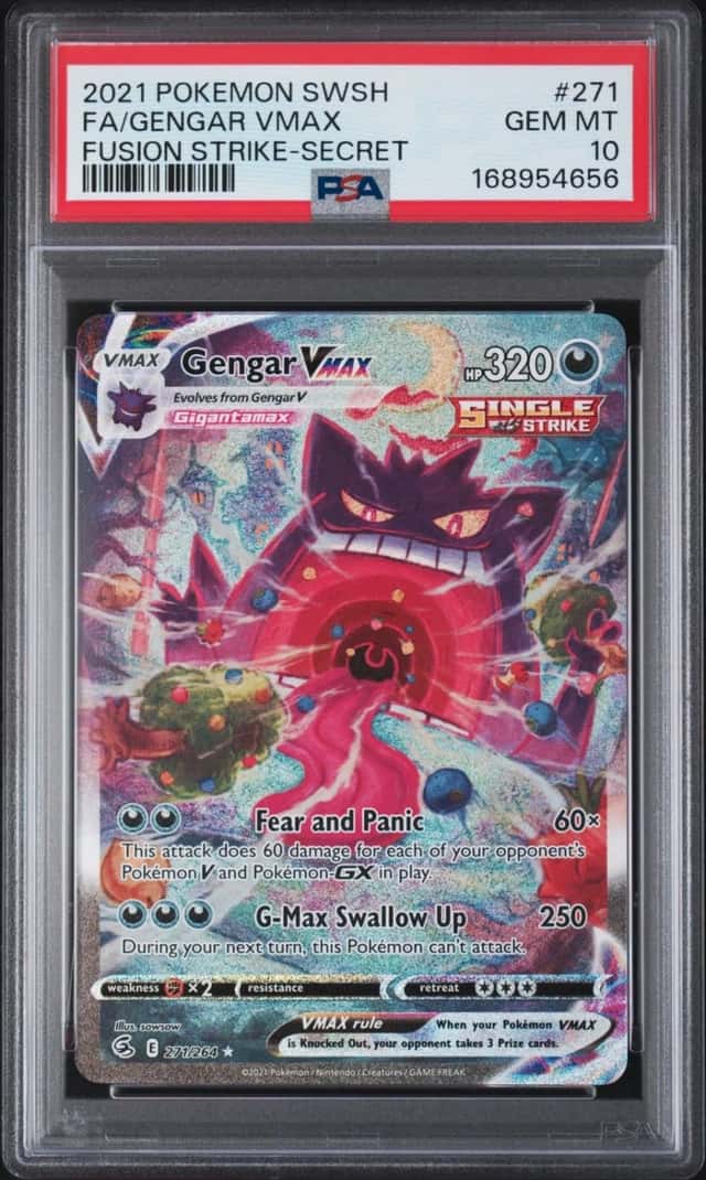 2021 POKEMON SWORD & SHIELD FUSION STRIKE SECRET FULL ART/GENGAR VMAX PSA 10