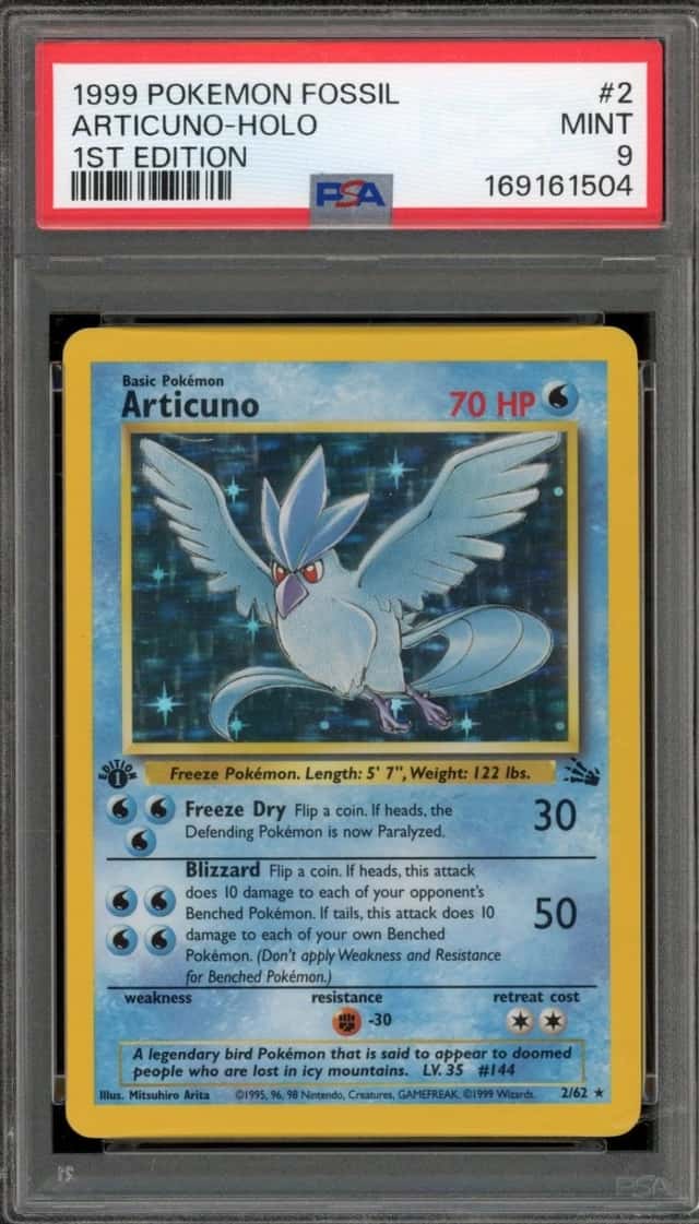 Pokemon Articuno Holo Fossil 2/62 1st Edition PSA 9 Mint