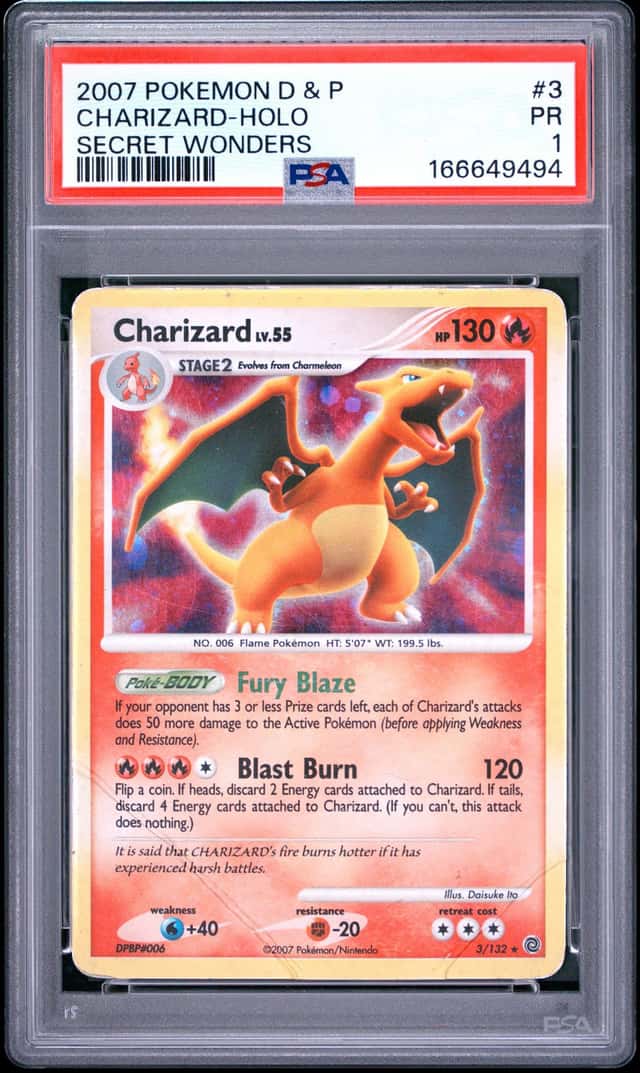 2007 Pokemon Diamond & Pearl Secret Wonders Charizard Holo Rare #3/132 PSA 1