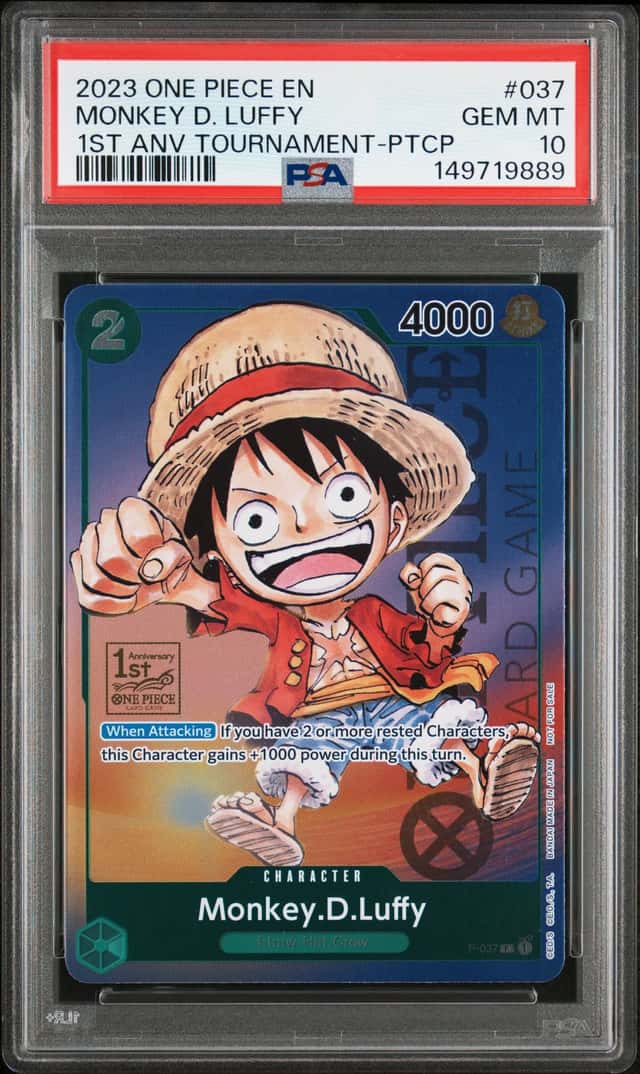 One Piece Monkey D Luffy 1st Anniversary Tournament PTCP P-037 PSA 10 Gem Mint