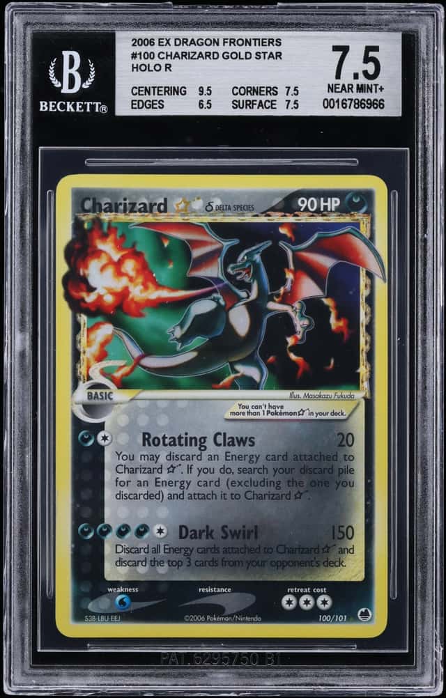 2006 Pokemon EX Dragon Frontiers Holo Charizard Gold Star #100 BGS 7.5 NRMT+