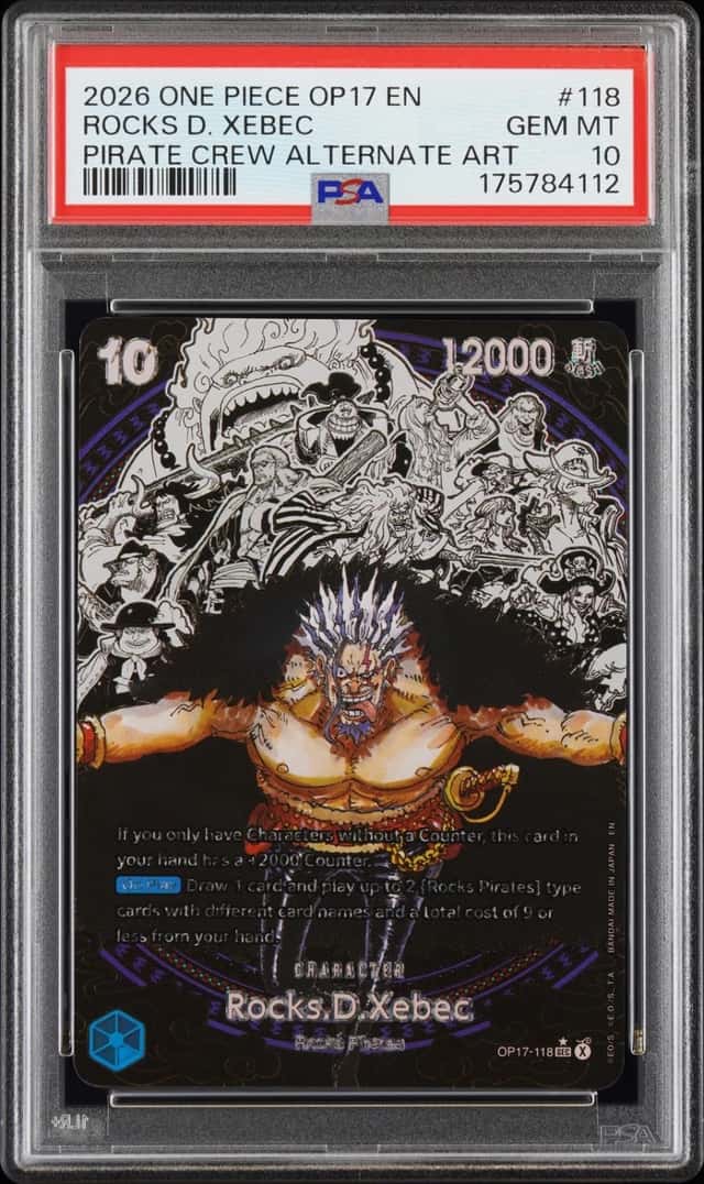 2026 ONE PIECE OP17-THE WORLD'S STRONGEST WARRIORS #118 ROCKS D. XEBEC PSA 10