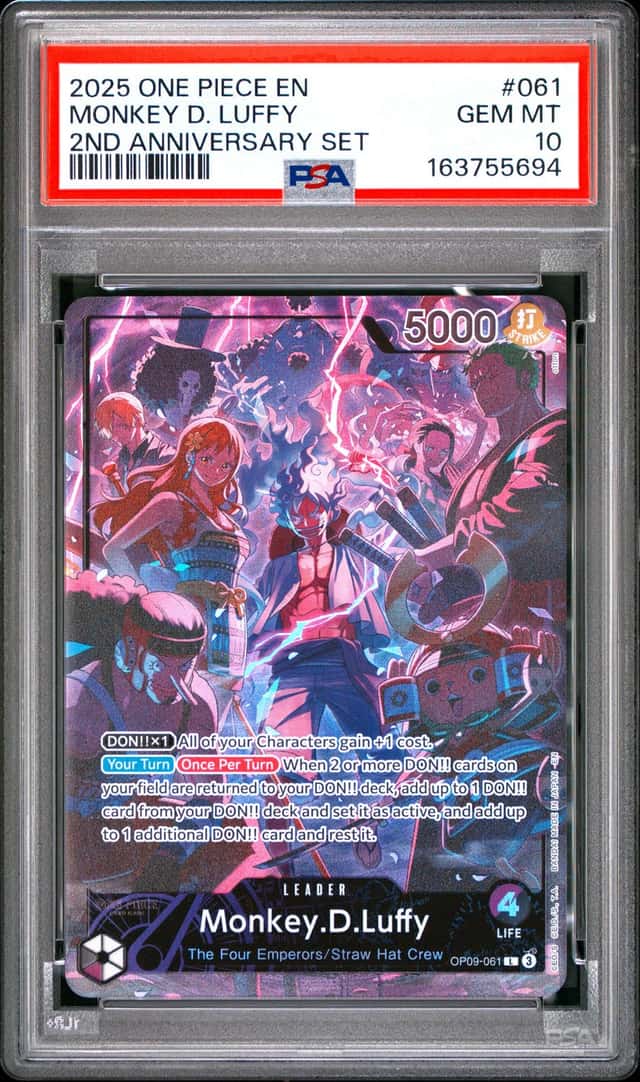 2024 One Piece Monkey D. Luffy Leader 2nd Anniversary #OP09-061 PSA 10