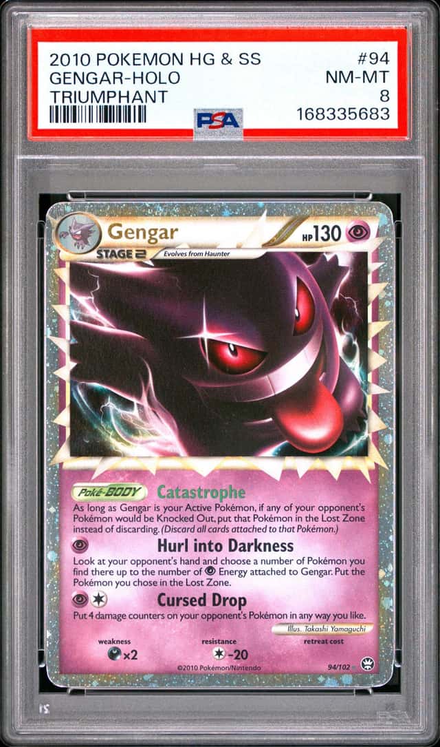 2010 Pokemon HeartGold & SoulSilver Triumphant Gengar Holo #94/102 PSA 8