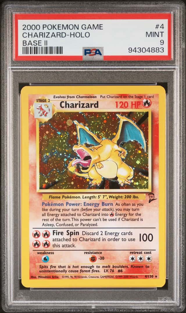 Pokemon Charizard Holo Base Set 2 II 4 PSA 9 Mint