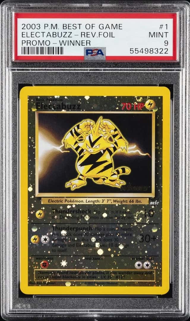 2003 POKEMON BEST OF GAME PROMO WINNER #1 ELECTABUZZ-REVERSE FOIL PSA 9