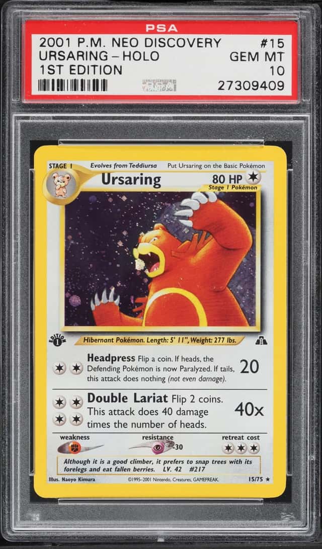2001 Pokemon Neo Discovery 1st Edition Holo Ursaring #15 PSA 10 GEM MINT