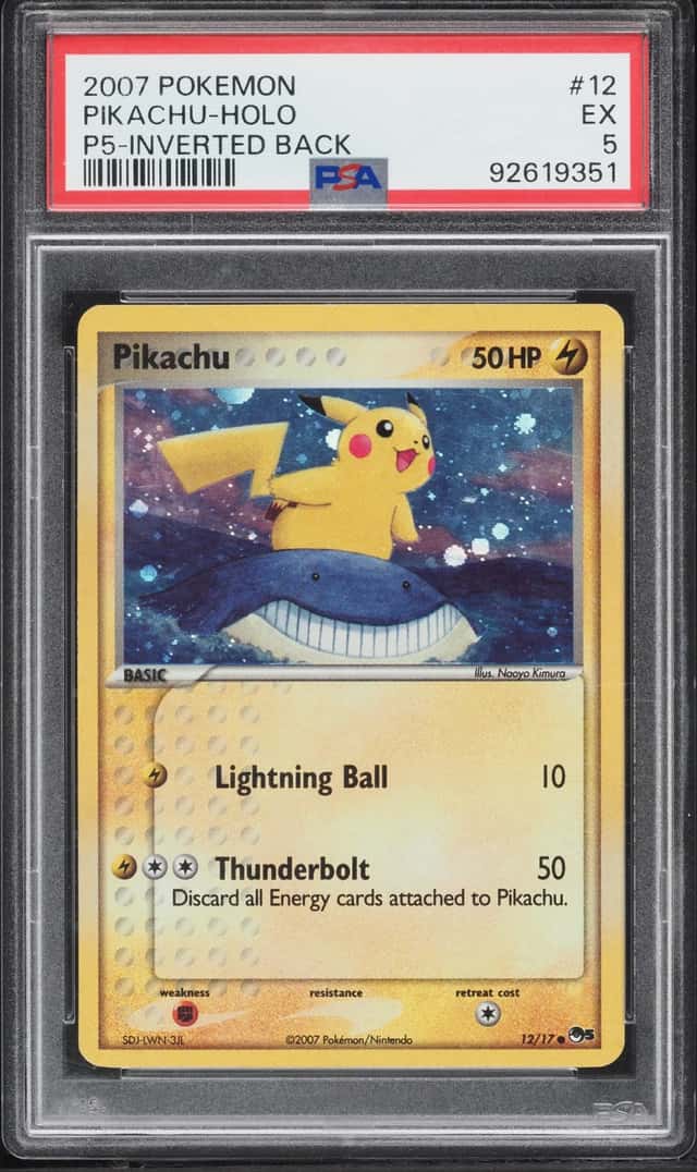 2007 Pokemon EX POP Series 5 Inverted Back Holo Pikachu #12 PSA 5 EX