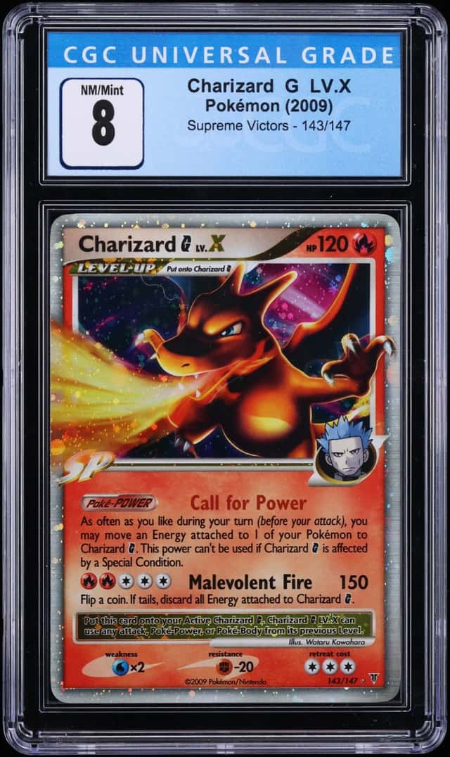 2009 Pokemon Platinum Supreme Victors Holo Charizard G Lv.X #143 CGC 8 NM-MT