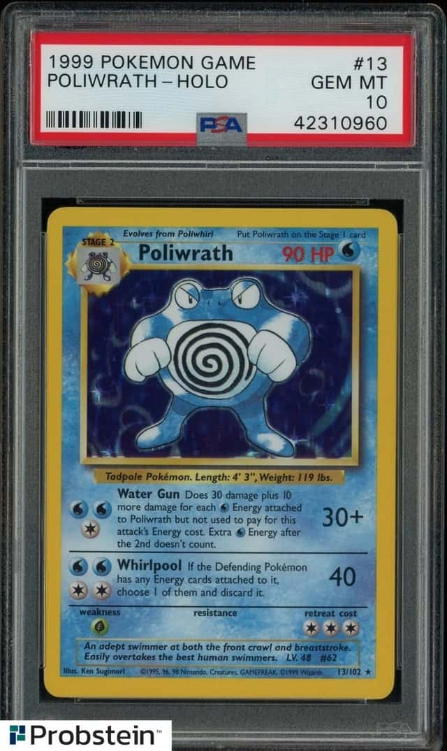 1999 POKEMON GAME #13 POLIWRATH-HOLO PSA 10 GEM MINT