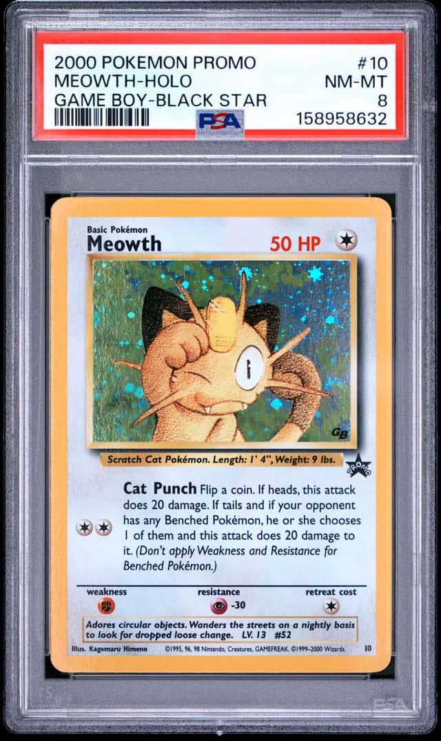 Pokemon Meowth Holo Black Star Promo 10 Game Boy PSA 8