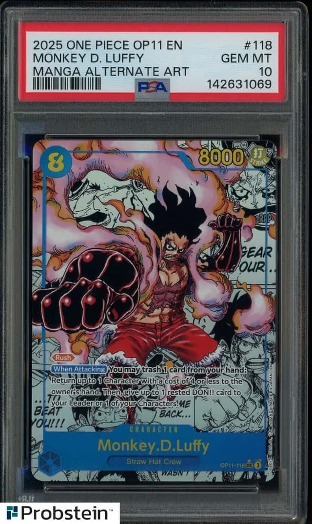 2025 One Piece OP11 EN Manga Alternate Art #118 Monkey D. Luffy PSA 10 GEM MINT
