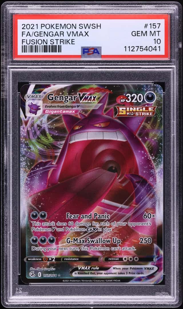 2021 Pokemon Sword & Shield Fusion Strike Full Art Gengar VMAX #157 PSA 10 GEM MINT