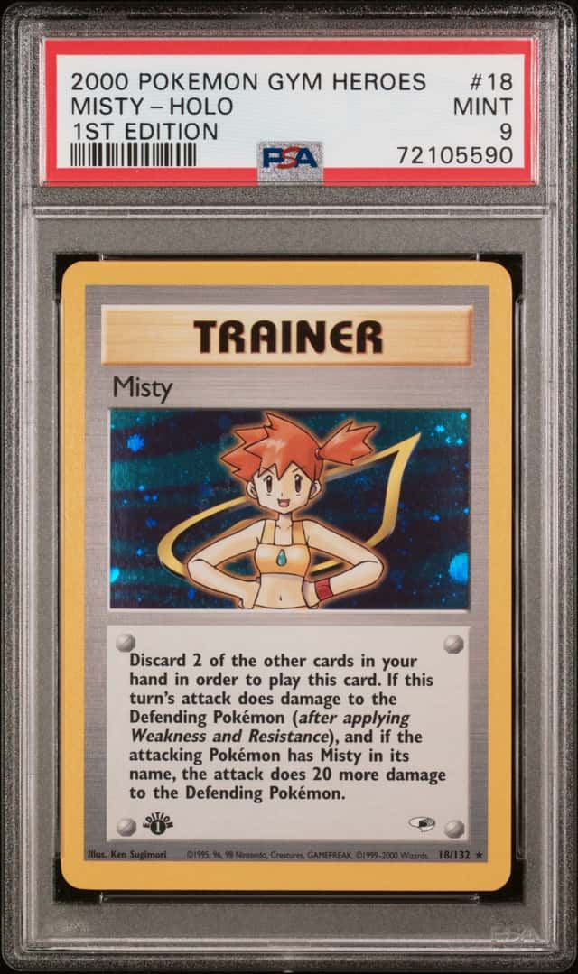 Pokemon 2000 Misty 18/132 Holo Rare Gym Heroes 1st Edition PSA 9