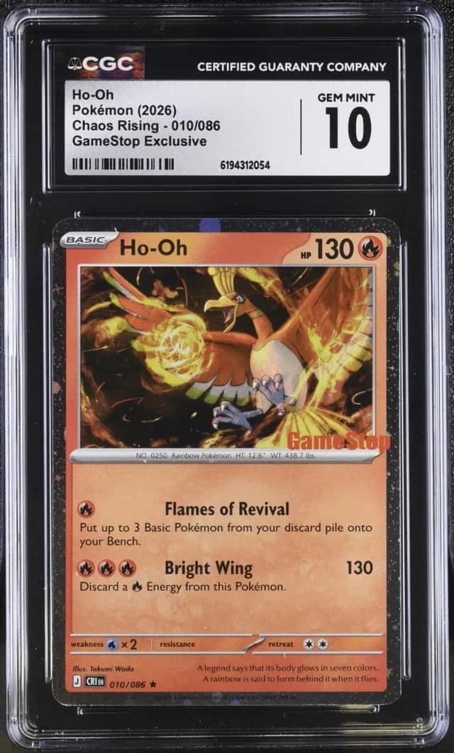 CGC 10 Ho-Oh 010/086 Chaos Rising GameStop Promo Exclusive Holo EN 2026