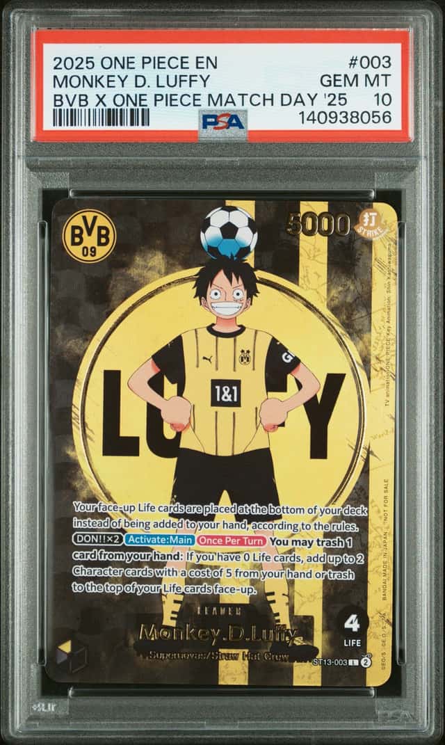 One Piece Card Game Monkey D Luffy ST13-003 BVB X One Piece Match Day PSA10