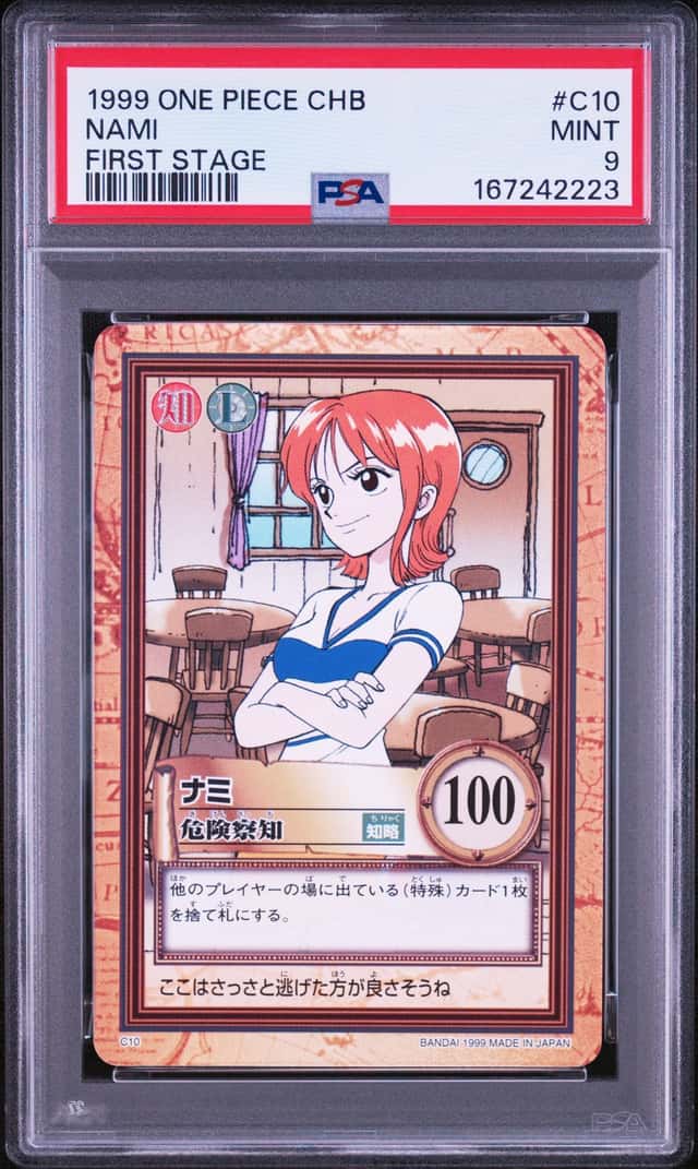 1999 One Piece CHB Carddass Hyper Battle First Stage #C10 Nami PSA 9 MINT