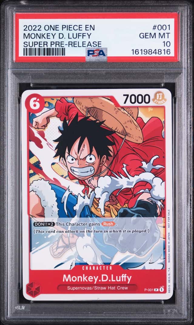 2022 ONE PIECE PROMOS #001 MONKEY D. LUFFY SUPER PRE-RELEASE PSA 10