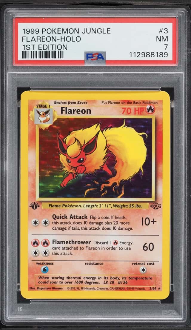 1999 Pokemon Jungle 1st Edition Holo Flareon #3 PSA 7 NRMT