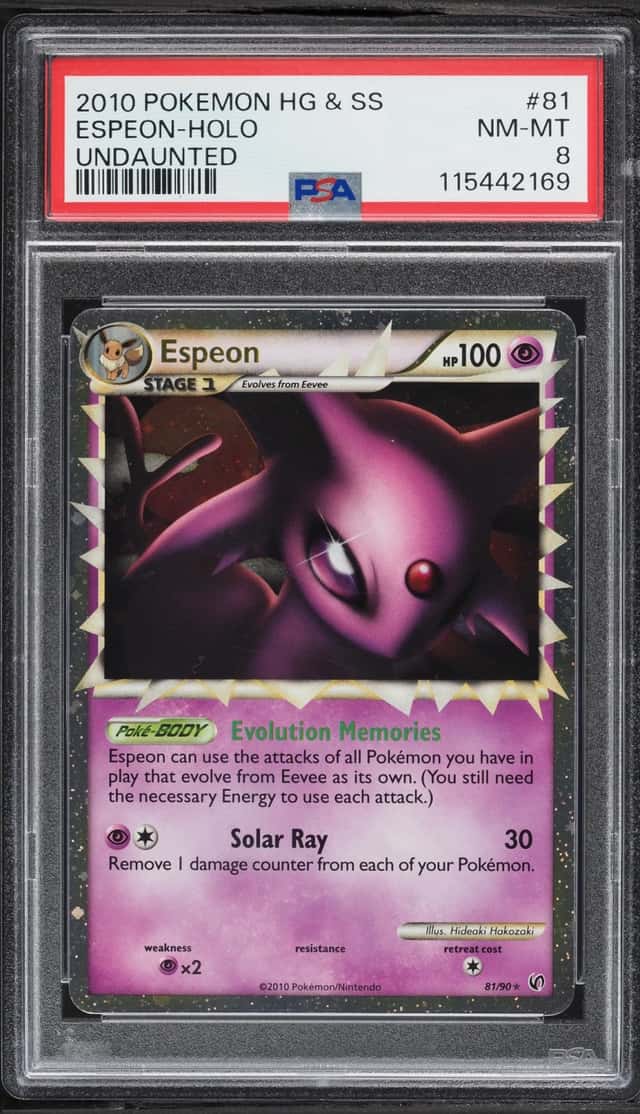 2010 Pokemon HeartGold & SoulSilver Undaunted Holo Espeon #81 PSA 8 NM-MT
