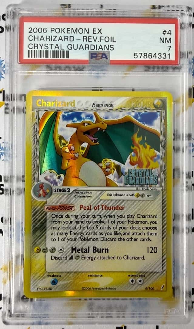 Charizard Reverse Foil #4 EX Crystal Guardians 2006 Pokemon PSA 7 **STAMP**