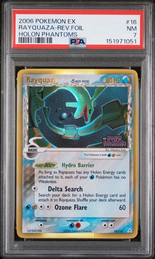 Rayquaza Reverse Foil #13 EX Holon Phantoms 2006 Pokemon PSA 7 **STAMP**