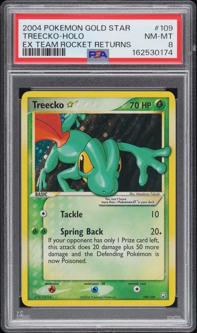 2004 POKEMON EX GOLD STAR TREECKO HOLO EX TEAM ROCKET RETURNS PSA 8 *NEW CERT*