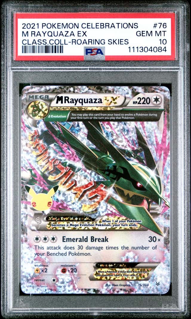 Pokemon Celebrations Classic M Rayquaza EX 76/108 Full Art Holo PSA 10