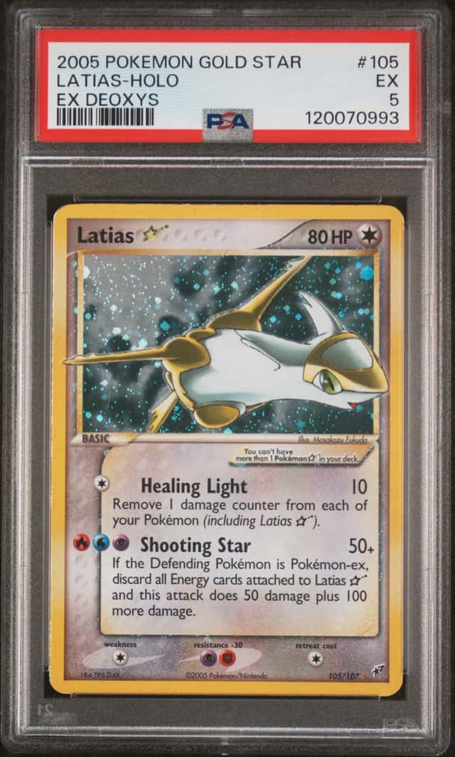 2005 Pokémon Gold Star Latias Holo EX Deoxys #105 SWIRL PSA 5