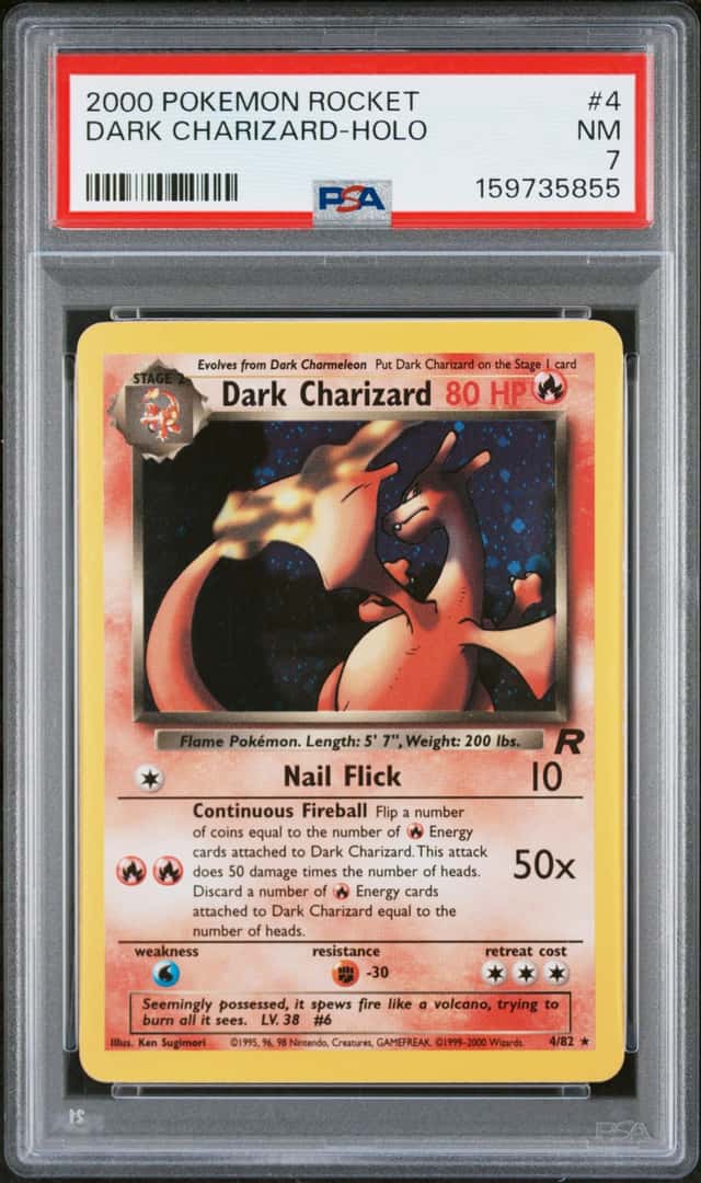 Wizards of the Coast 2000 Pokemon Team Rocket Dark Charizard Holo 4/82 PSA 7