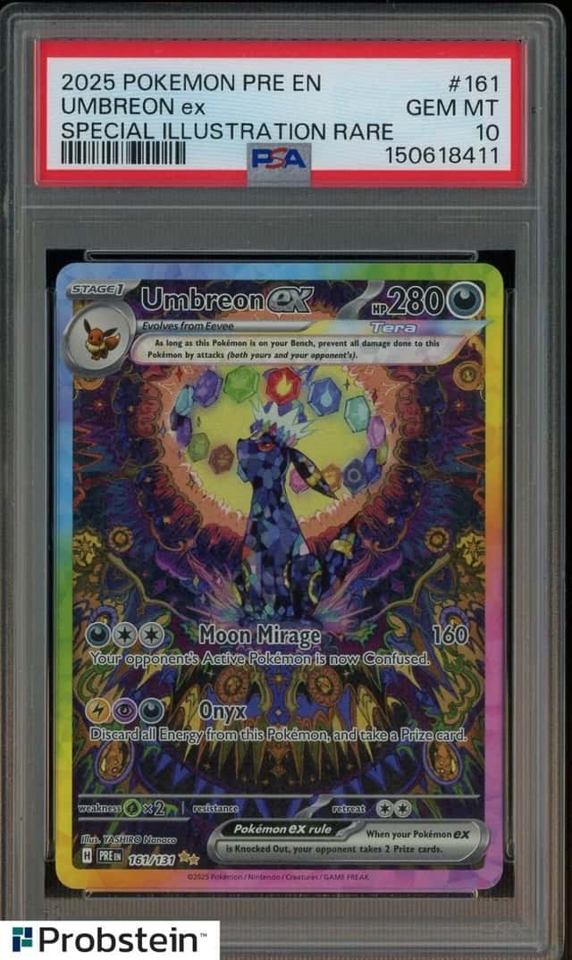 2025 Pokemon PRE EN Prismatic Evolutions SIR #161/131 Umbreon ex PSA 10 GEM MINT