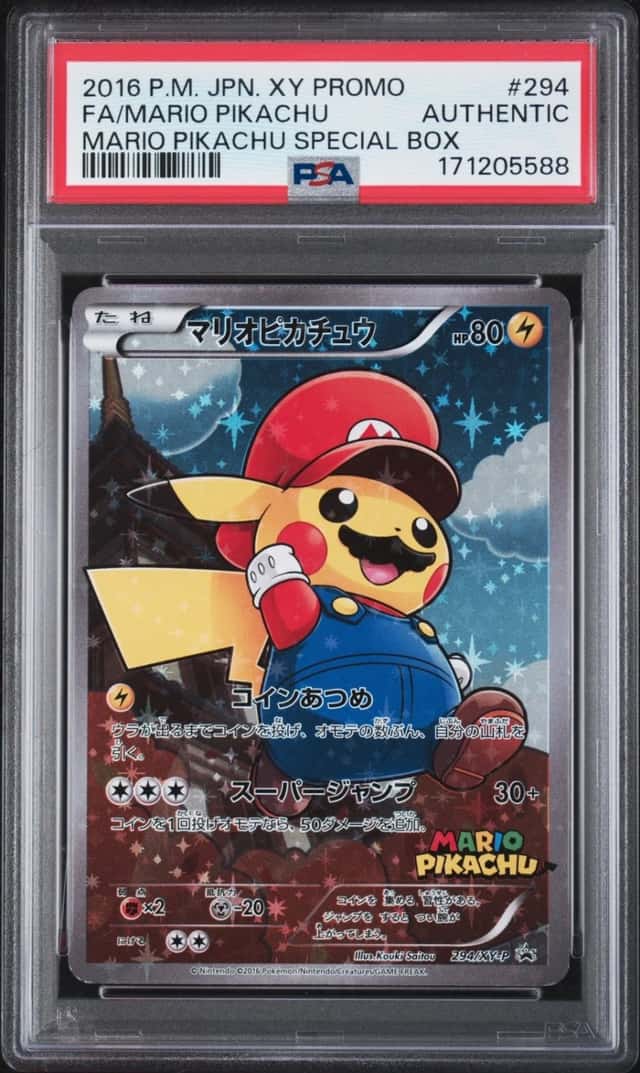 2016 POKEMON JAPANESE XY PROMO #294 FULL ART/MARIO PIKACHU PSA AUTHENTIC