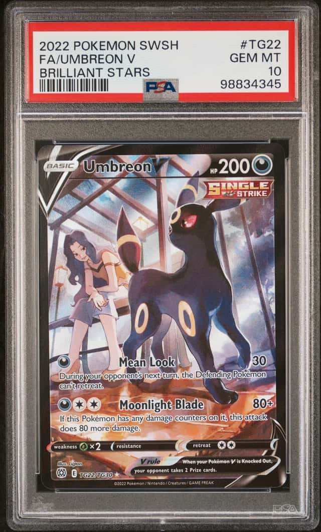 2022 POKEMON FA/UMBREON V SWORD & SHIELD BRILLIANT STARS #TG22 PSA 10