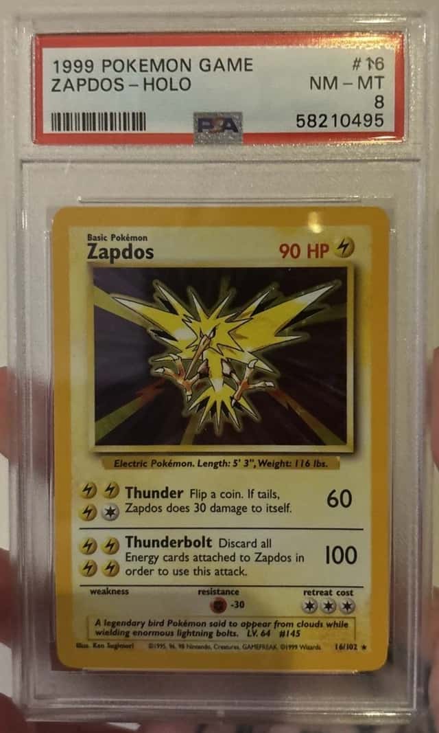 Zapdos #16/102 Base Set Holo PSA 8 Pokémon WOTC 1999