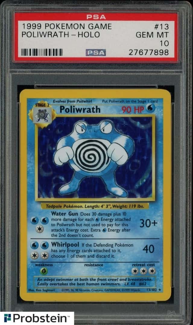 1999 POKEMON GAME #13 POLIWRATH-HOLO PSA 10 GEM MINT