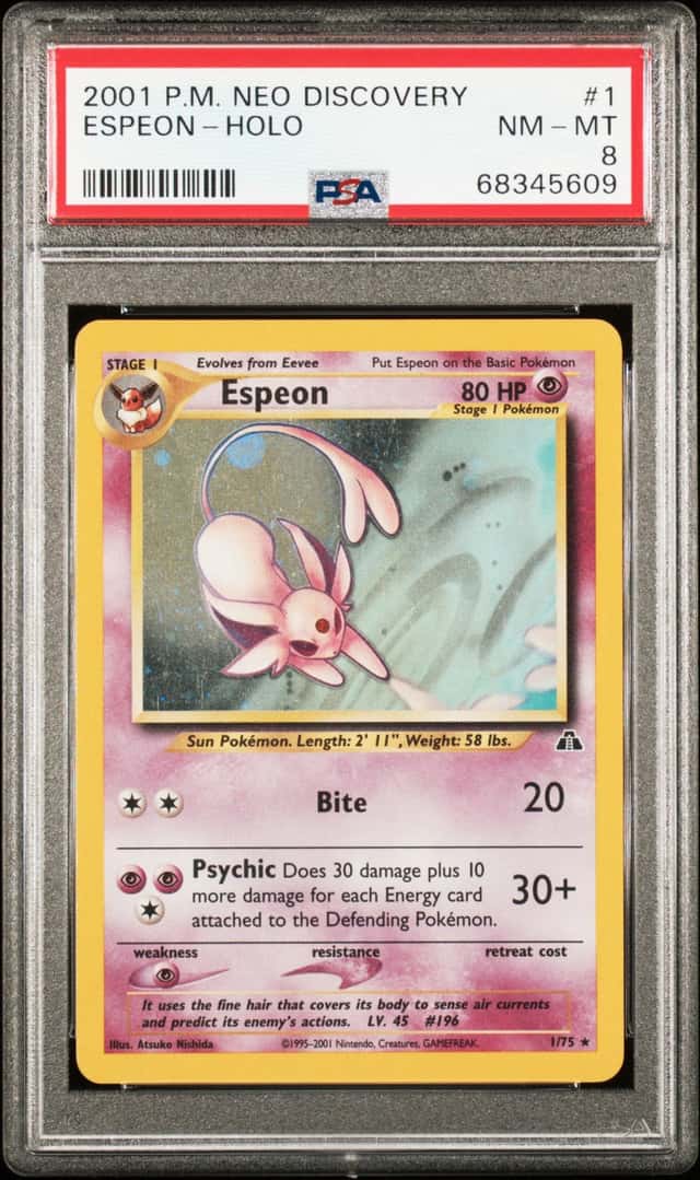 2001 Pokemon Neo Discovery #1 Espeon - Holo PSA 8 NM-MT