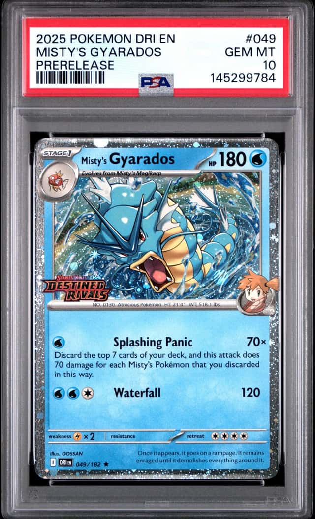 2025 Pokemon DRI EN Pre-Release #049 Misty's Gyarados PSA 10 GEM MINT