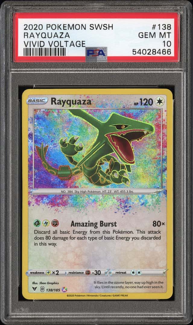 2020 POKEMON SWORD & SHIELD VIVID VOLTAGE #138 RAYQUAZA PSA 10