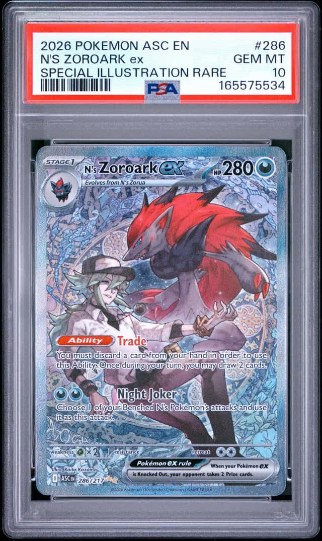 2026 POKEMON ASC SPECIAL ILLUSTRATION RARE #286 N'S ZOROARK EX PSA 10