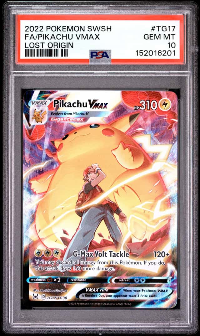2022 POKEMON SWORD & SHIELD LOST ORIGIN #TG17 FULL ART - PIKACHU VMAX PSA 10