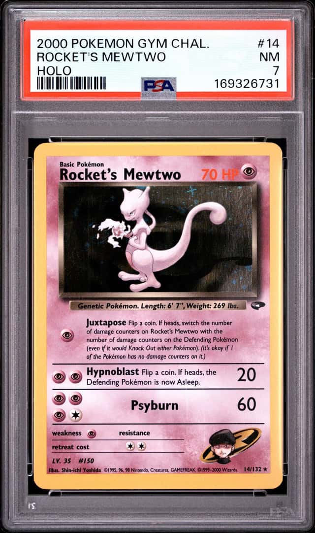 2000 POKEMON GYM CHALLENGE HOLO #14 ROCKET'S MEWTWO PSA 7