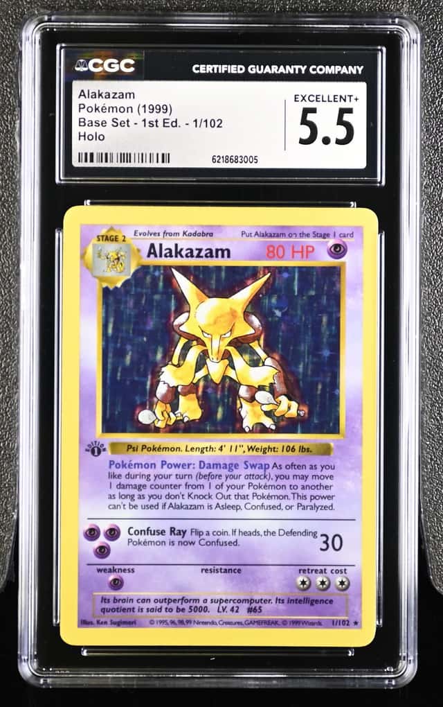 Pokemon Alakazam Base Set Shadowless 1st Edition 1/102 Holo CGC 5.5
