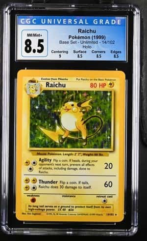 Pokemon Raichu Base Set Unlimited 14/102 Holo CGC 8.5