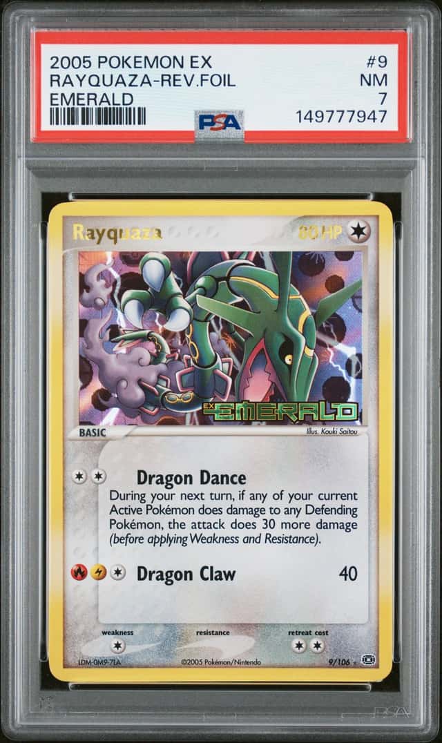 Pokemon 2005 EX Emerald Rayquaza 9/106 Reverse Holo Holo Rare PSA 7 (777 CERT)
