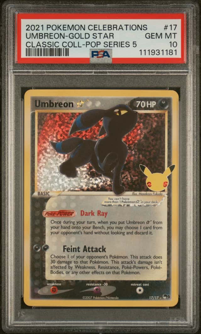 2021 Pokemon Celebrations #17 Umbreon Gold Star PSA 19